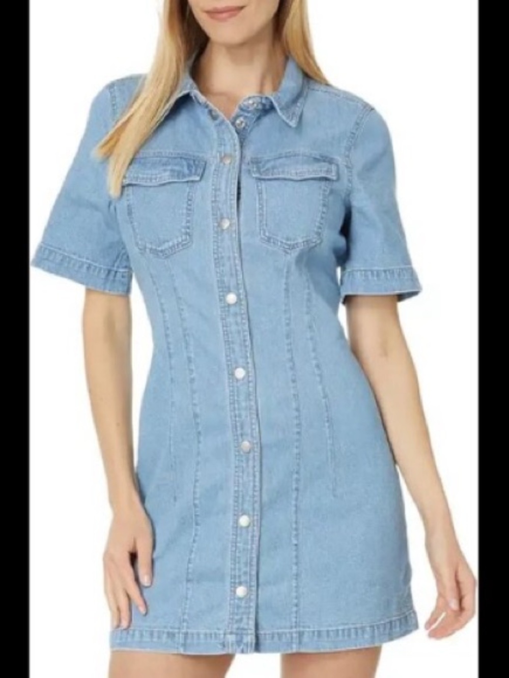 Madewell Denim Chambray Snap Front Collared Mini Dress Size 2 Western Country